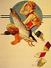 Norman Rockwell Wall Art - Vacation Boy riding a Goose